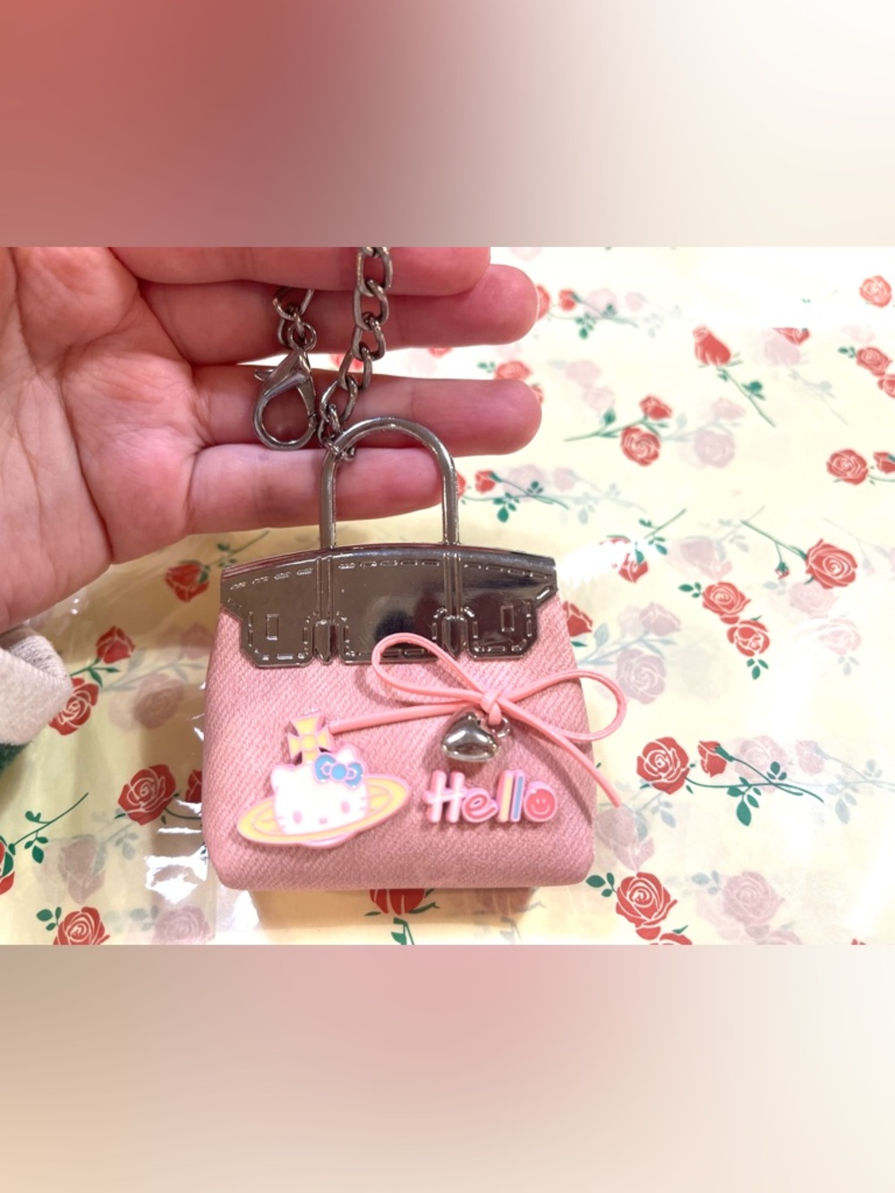 Hello Kitty Mini Bag Charm Pink Cute Keychain Kawaii
